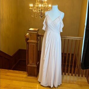 Azazie Blush Draped Chiffon Bridesmaid Dress Size 4 Slit